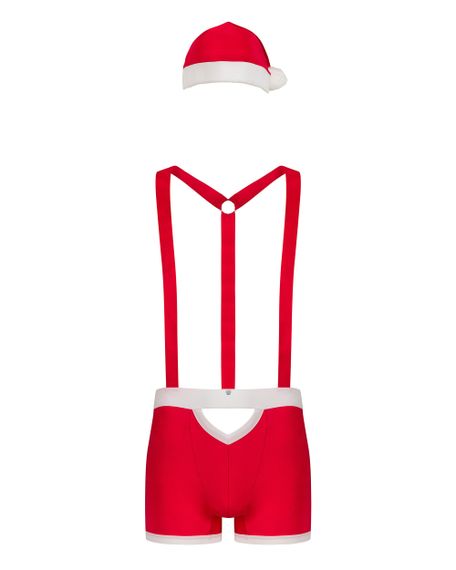Мужской эротический костюм Санта-Клауса Obsessive Mr Claus Красно-белый L/XL | Зображення 2