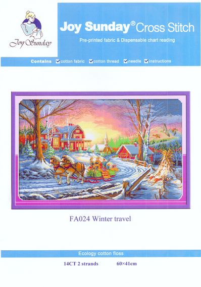 Набір для вишивання за нанесеною на канву схемою  "Winter travel".AIDA 14CT printed , 60*41 см | Зображення 1