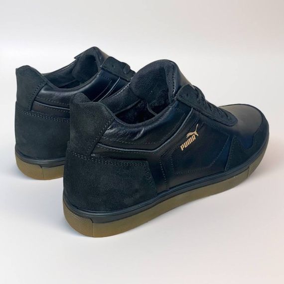 Зимові шкіряні кросівки Puma чорні | Зображення 2