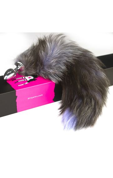 Анальная пробка-хвостик из натурального меха LIGHT BLUE sexstyle