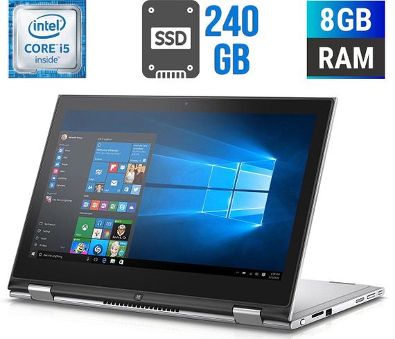 Ноутбук-трансформер Б-класс Dell Inspiron 13-7359 / 13.3" (1366x768) TN / Intel Core i5-6200U (2 (4) ядра по 2.3 - 2.8 GHz) / 8 GB DDR3 / 240 GB SSD / Intel HD Graphics 520 / WebCam / HDMI б/у
