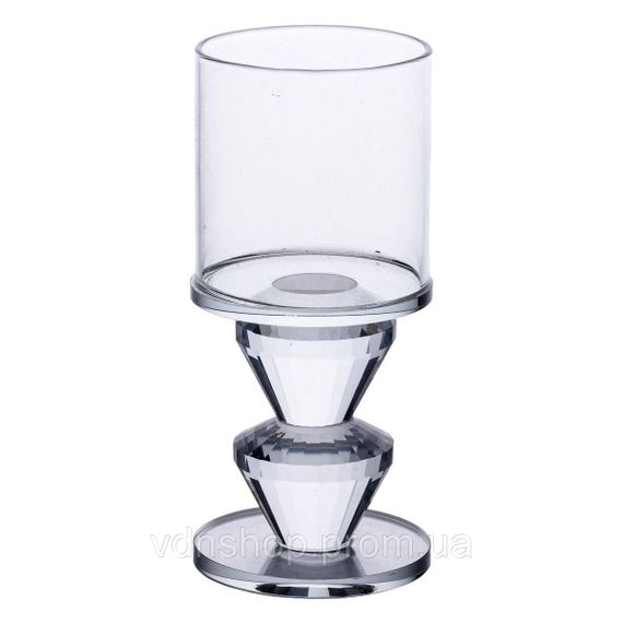 Підсвічник скляний 6×13.3 см на одну свічку підсвічник келих на ніжці декоративний прозорий HP-4-28M