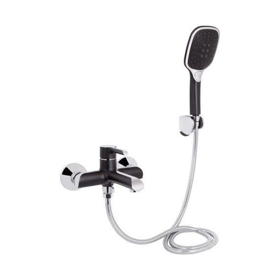 Смеситель для ванны Qtap Grand (с душевым гарнитуром) QTGRABCR006 Chrome/Black