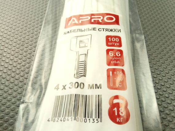 Хомут пластиковий APRO 300х4 (100 шт. у уп.) білий, 1 ПАКОВКА (CT-W4300) | Зображення 2