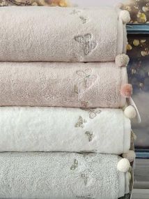 Полотенца с помпонами Pupilla Sila butterfly 70х140 Пенье набор 4шт