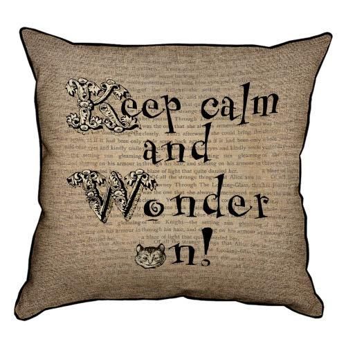 Подушка с мешковины Keep calm and Wonder on! 45x45 см (45PHB_WON006_BR)
