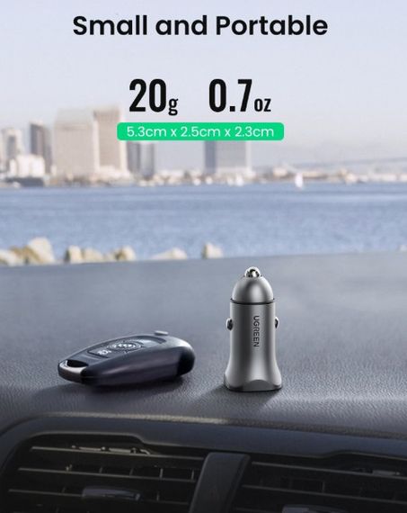 Автомобильное зарядное устройство Ugreen CD130 Dual USB Car Charger 24Вт 2.4A | Зображення 5