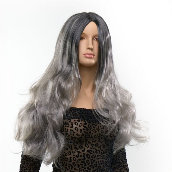 Перука довга хвиляста Fetish Hair балаяж сріблястий, 65 см | Зображення 1