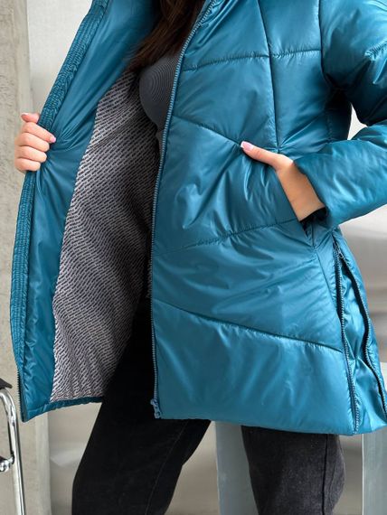 Женская теплая зимняя куртка с капюшоном NB23053 размер 50/52 цвет изумрудный | Зображення 2