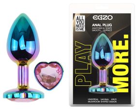 Анальна пробка з кристалом EGZO - Multicolor Heart Plug Pink size M Sex Aura