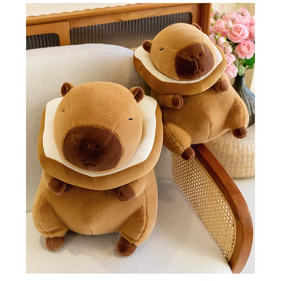 М'яка іграшка Капібара-Тост 28 см, хліб знімається, мила Капібара з тостом, коричнева | Зображення 1