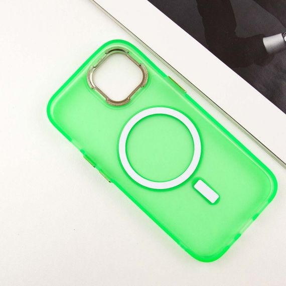 Чехол TPU+PC Lily with MagSafe для Apple iPhone 14 (6.1") Neon Green | Зображення 3