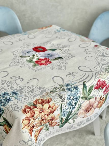 Скатертина гобеленова MANDALAS FLOWERS Limaso, 137х240, Прямокутна, Повсякденний, Без люрексу, 40% поліестер, 60% бавовна, Гобелен | Зображення 4