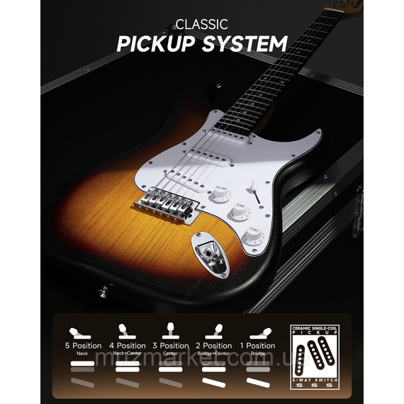 Електрогітара DONNER DST-80 Sunburst - (Комплект) | Зображення 3