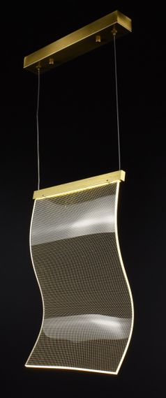 Люстра світлодіодна підвісна LED світильник для квартири на стелю лед 26908 Латунь 45-200х5х30 см. | Зображення 7