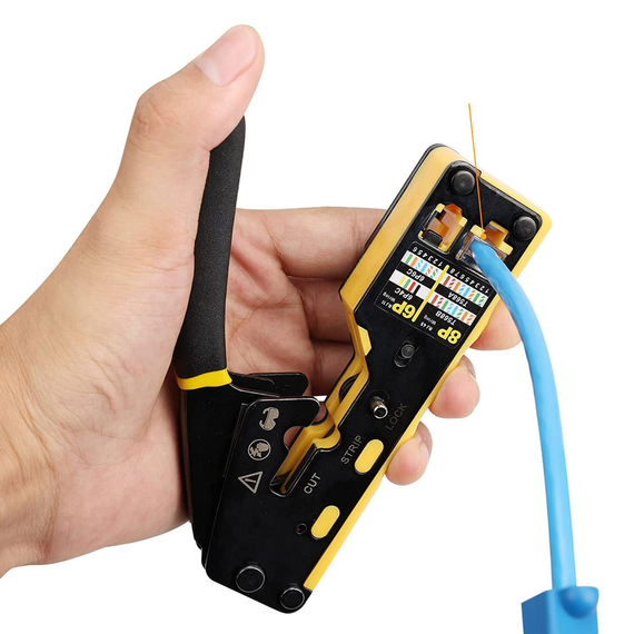 Многофункциональный обжимной инструмент SV для разъемов RJ45, cat5e, cat6, cat6a, 6P/8P Желтый (sv2618), Желтый | Зображення 2