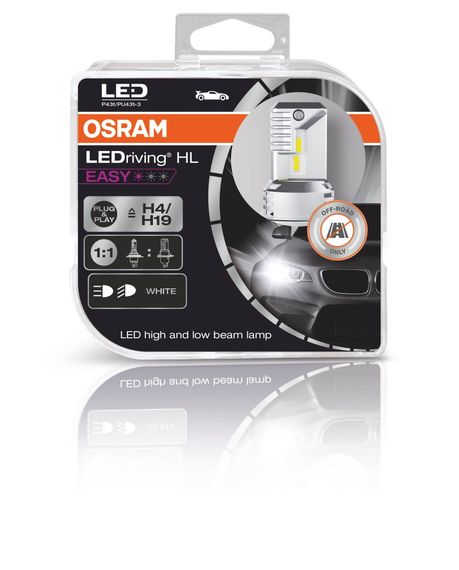 Комплект світлодіодних ламп Osram 64193DWESY-HCB H4/H19 12V 6500K LEDriving 18/19W HL EASY | Зображення 2