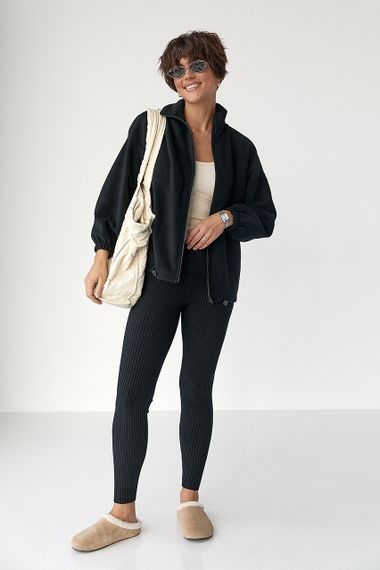 Флісова кофта на блискавці - чорний цвет, 38р (є розміри) | Зображення 2