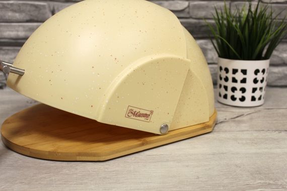 Хлебница деревянная Maestro MR-1678G-BEIGE бежевая с пластиковой крышкой | Зображення 3