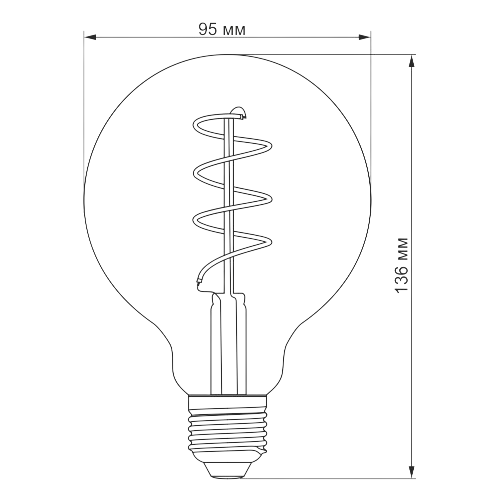 Лампа G95 5W E27 2200К 220V Filament ASD LED Videx | Зображення 3