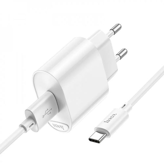 СЗУ Hoco C109A Fighter QC3.0 18W (1USB-A) + кабель USB to Type-C White | Зображення 2