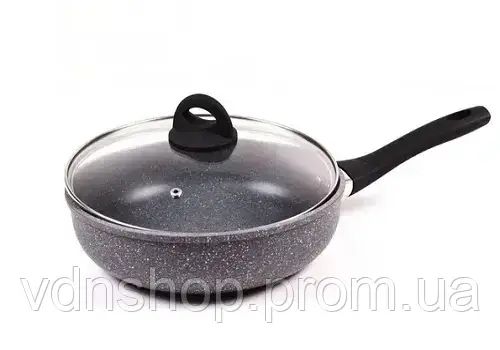 Сковорода с крышкой 24см Benson BN-491 с мраморным покрытием