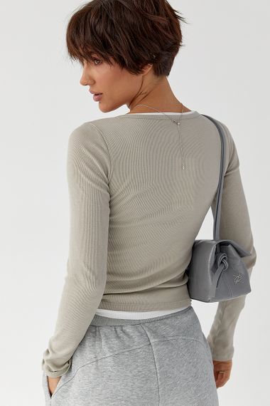 Подвійний лонг у рубчик - сірий цвет, L (є розміри) | Зображення 1