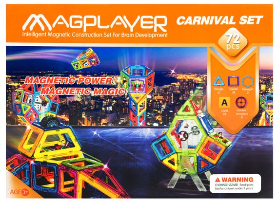 Конструктор Magplayer магнитный набор 72 эл. MPA-72 (MPA-72)