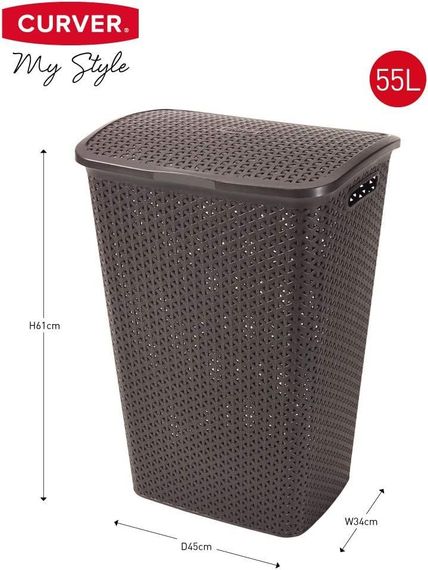 Кошик для білизни пластиковий Curver My Style 55 л 00713 коричневий, міцний і зручний | Зображення 6
