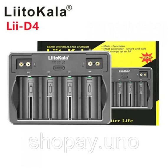 Універсальний зарядний пристрій Liitokala Lii-D4 на 4 канали (Li-ion, NiMH + NiCD + крона) Type-C QC-73 | Зображення 2