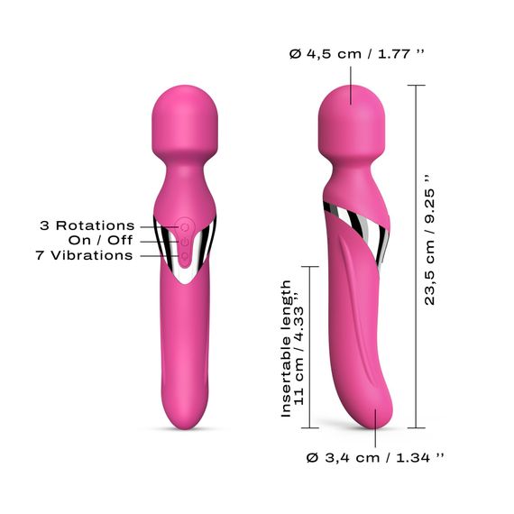Вібромасажер 2в1 Dorcel Dual Orgasms Magenta класичний масажер і вібратор з перлинним масажем | Зображення 3