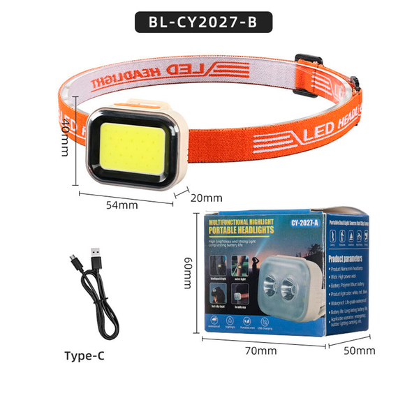 Мощный налобный фонарь CY-2027-B, COB, белый и красный свет, АКБ Li-Ion, ЗУ Type C | Зображення 5