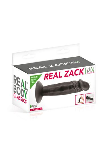 Фалоімітатор із присоскою Real Body — Real Zack Black, TPE, діаметр 3,7 см | Зображення 1