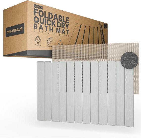 Килимок для ванної діатомітовий швидковисихаючий гнучкий кам’яний, для душу з діатоміту, нековзкий, 60x40 см світло-сірий