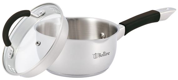 Кухонний ковш Bollire BR-2401, 1.4 л, 16 см, з нержавіючої сталі з кришкою, для всіх типів плит | Зображення 1