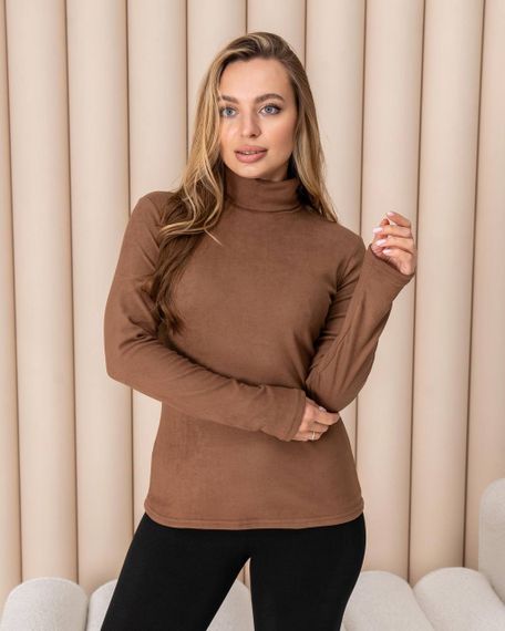 Женская теплая водолазка-гольф полушерсть на термо флисе цвет мокко размер 46/48 DM09.09