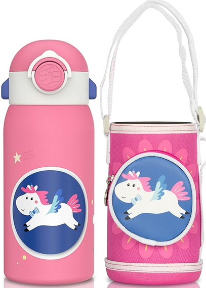 Термос из нержавеющей стали Fjbottle, Детская бутылка - термос для воды на 600 мл, с чехлом