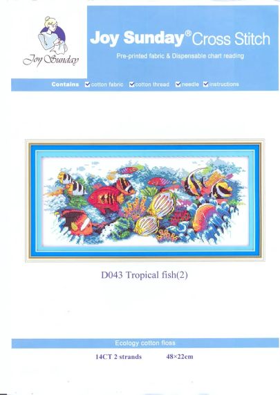 Набір для вишивання за нанесеною на канву схемою "Tropical fish". AIDA 14CT printed,48*22 см | Зображення 1
