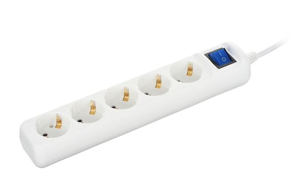Сетевой фильтр 2Е 5XSchuko с выключателем, 3G*1.0мм, 3м, white (2E-U05ESM3W) | Зображення 2