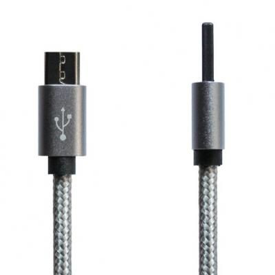 Дата кабель USB 2.0 AM to Micro 5P 1.0m Grey/Black Grand-X (FM02) (FM02) | Зображення 1