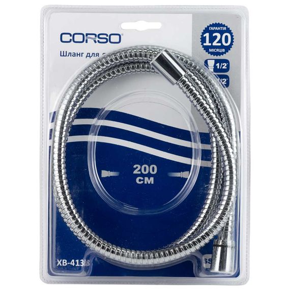 Шланг для ручного душу Corso 1/2" хромований з підшипником 200 см (9691913) | Зображення 1
