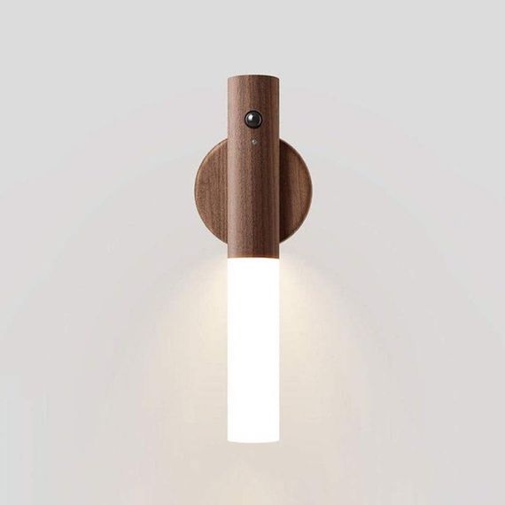 LED-нічник на магнітному тримачі з акумулятором та датчиком руху (заокруглений, матовий) темний ясен