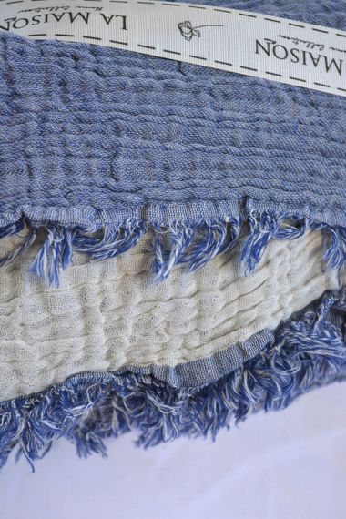 Муслиновое покрывало La Maison 230×240 Selin Mavi - Ekru | Зображення 2