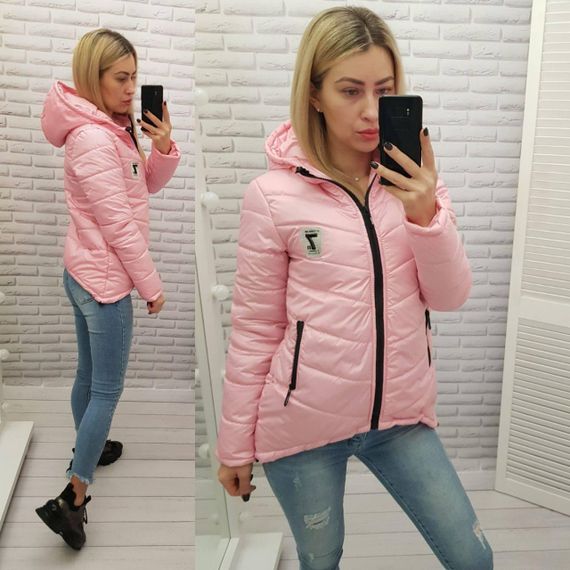Жіноча демісезонна куртка з емблемою, арт.210/7, рожевий | Зображення 7