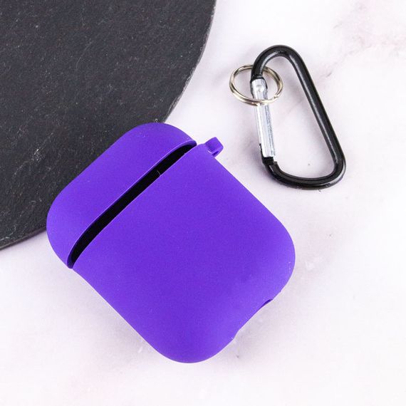 Силиконовый футляр с микрофиброй для наушников Airpods 1/2 Фиолетовый / Ultra Violet | Зображення 2