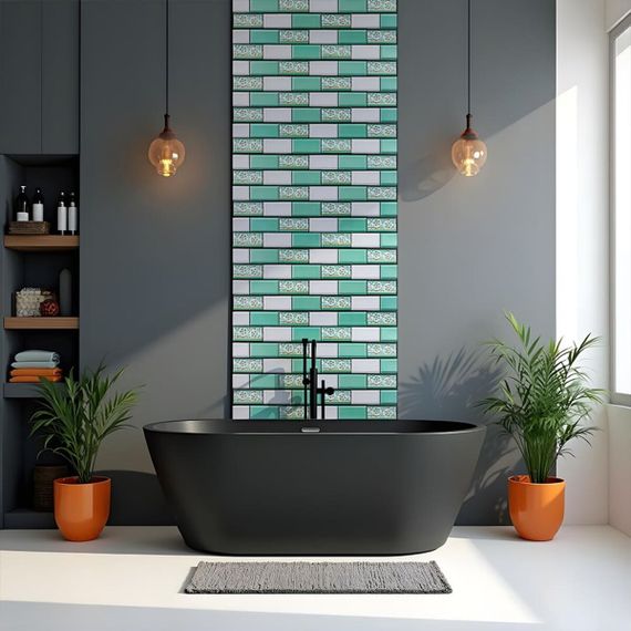 Декоративна ПВХ панель 960х480х4мм Цегла зелений орнамент SW-00001429 | Зображення 4