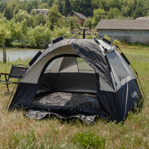 Палатка автоматическая трехместная 2 на 2 (м) кемпинговая туристическая LU-016B Черный | Зображення 1