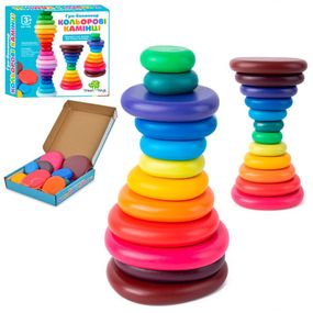 Деревянная игрушка Балансир MD 1935 кольца-камни, 12 штук