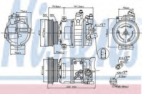 Компресор кондиціонера VOLKSWAGEN JETTA IV (Nissens) NISSENS 89421 на VW VENTO IV (162, 163)