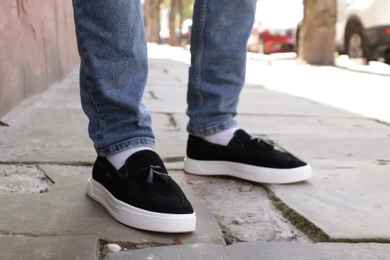 Стильні чоловічі лофери з чорного замшу 41 розмір | Зображення 4